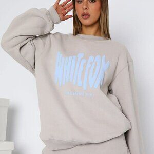 White Fox Oversized Crewneck Archive 6.0 Sweatshirt in Dove - Size L/XL